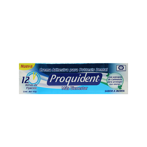 Proquident Crema adhesiva para prótesis dental Sabor menta Tubo X 40 Gramos 