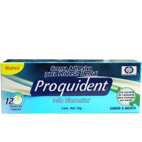 Proquident Crema adhesiva para prótesis dental Sabor a menta Tubo X 25 Gramos 