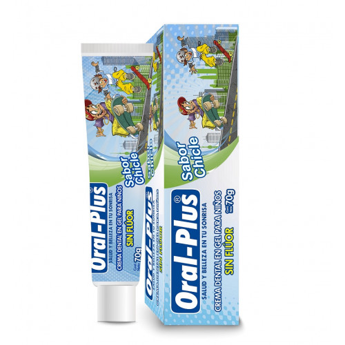 Oral-Plus Crema Dental Niños Sin Flúor Sabor Chicle Tubo X 70 Gramos