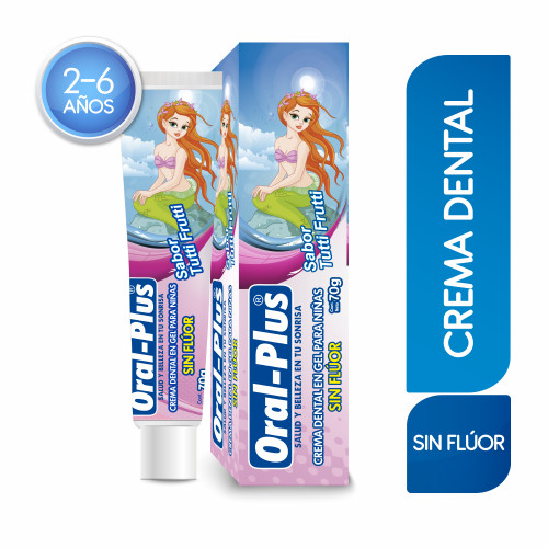 Oral-Plus Crema Dental Niñas Sin Flúor Sabor Tutti Frutti Tubo X 70 Gramos