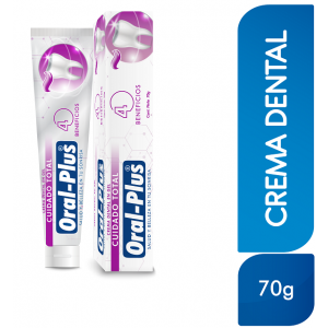 Crema dental en gel Oral plus cuidado total Tubo X 70 Gramos 