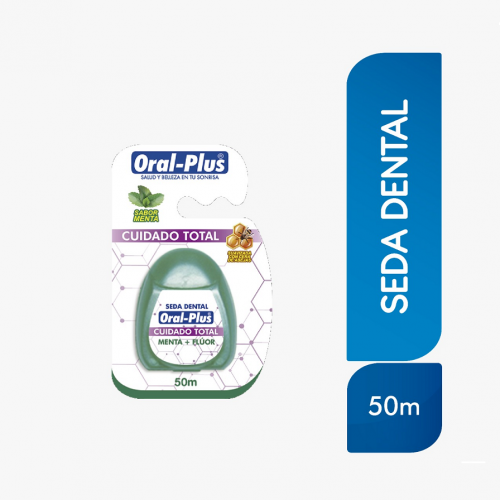 Oral-Plus Seda Dental Cuidado Total Menta + Flúor Caja X 50 MT