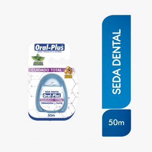 Oral-Plus Seda Dental Cuidado Total Yerbabuena + Flúor Caja X 50 MT