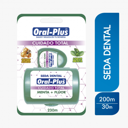 Oral-Plus Seda Dental Cuidado Total Menta + Flúor Caja X 230 Metros