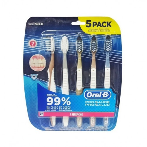 Oral- B Cepillo Dental 7 Beneficios Textura Suave Pack X 5 Unidades