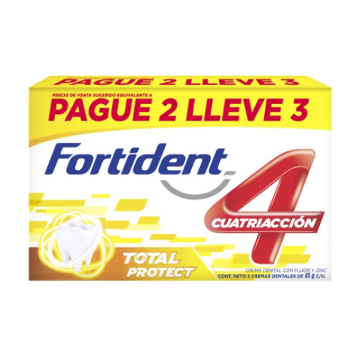 Fortident  Cuatriacción total protect oferta pague 2 Lleve 3 (3 unidades 85 gramos c/u) 
