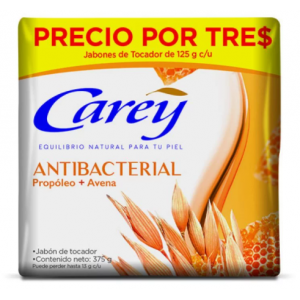 Carey Jabón Antibacterial 3 Barras X 125 Gramos 