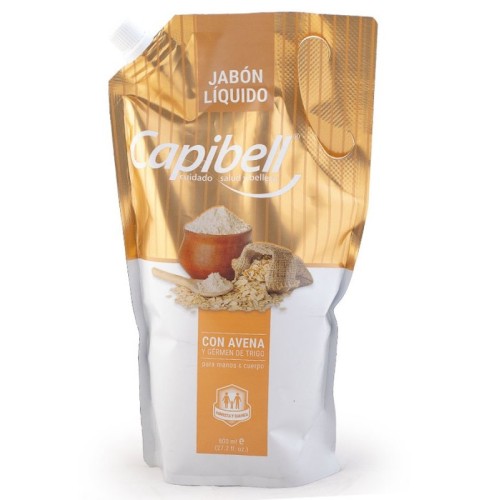 Jabón Liquido para manos y cuerpo Capibell con avena y Germen de trigo Doy pack X 800 Ml