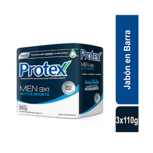 Protex Men Jabón Active Sports 3 Barras X 110 Gramos c/u