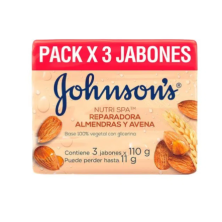 Jabón Johnson´s Reparadora Almendras y avena 3 Barras X 110 Gramos 