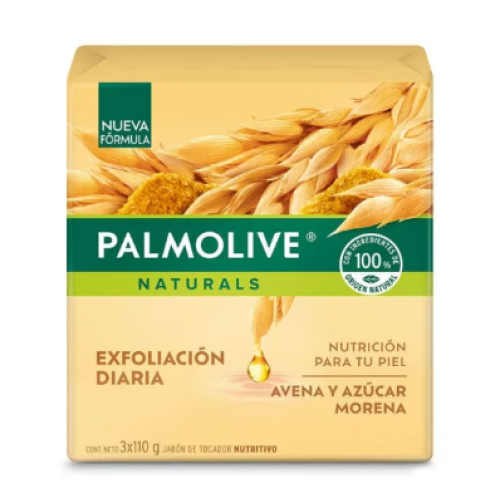 Palmolive Naturals exfoliación diaria avena y azúcar morena 3 Barras X 110 Gr 