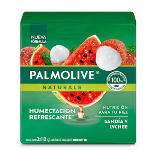 Palmolive Naturals nutrición sandía y lychee 3 Barras X 110 Gr 