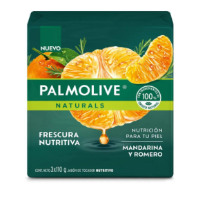 Palmolive naturals frescura nutritiva mandarina y romero 3 Barras X 110 Gramos 