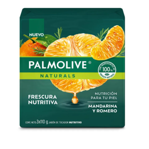 Palmolive naturals frescura nutritiva mandarina y romero 3 Barras X 110 Gramos 