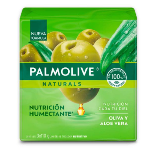 Palmolive Naturals nutrición humectante oliva y aloe vera 3 Barras X 110 Gramos