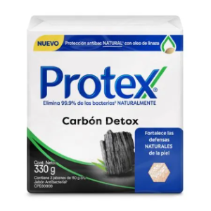 Protex carbón detox Jabón antibacterial paquete X 3 Unidades (330 gramos)