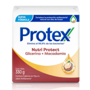 Protex nutri protect glicerina + macadamia Paquete X 3 Unidades (330 gramos)