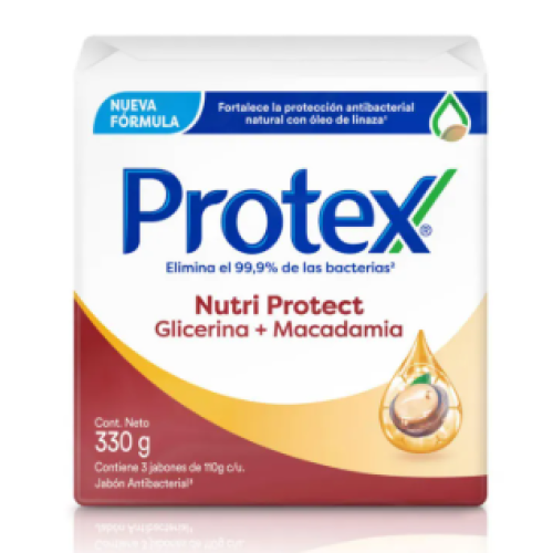 Protex nutri protect glicerina + macadamia Paquete X 3 Unidades (330 gramos)