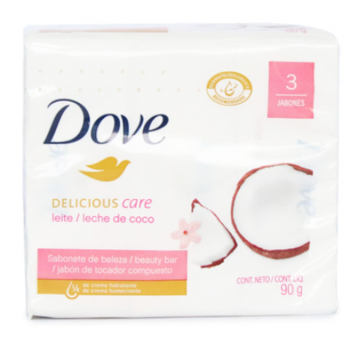 Jabón Dove Leche de coco 3 Barras X 90 Gramos 