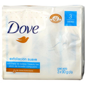 Jabón Dove Exfoliación suave 3 Barras X 90 Gramos 
