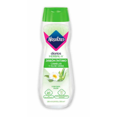 Nosotras Herbal-V jabón íntimo camelia y aloe vera Frasco x 200 ml