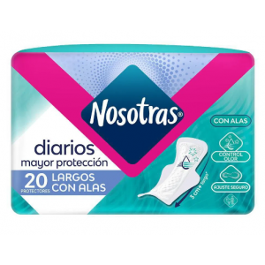 Nosotras Diarios Largos con alas tela Paquete X 20 Unidades 