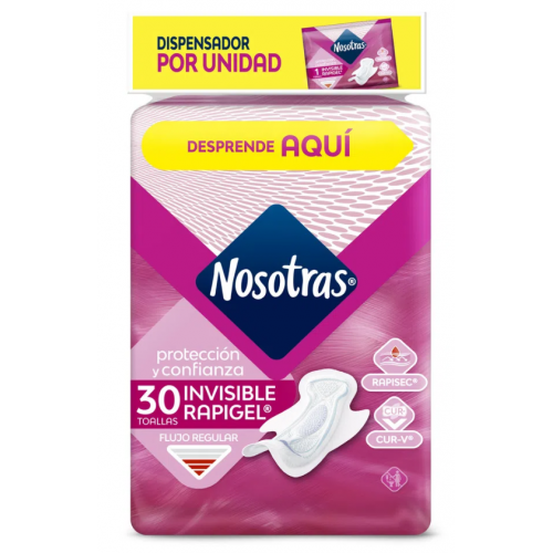 Toallas Nosotras Invisible Rapigel Paquete X 30 Unidades 