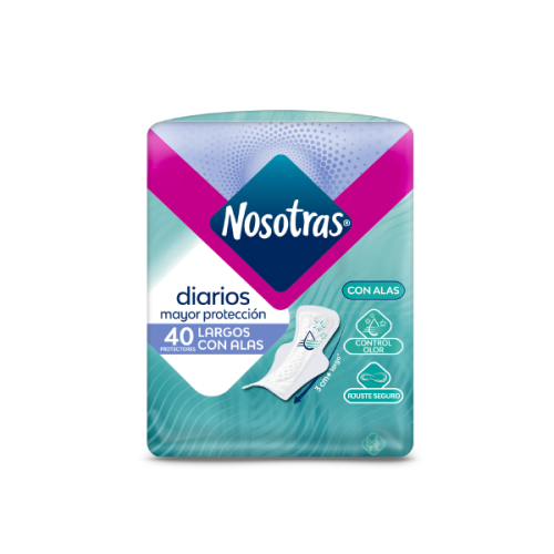 Nosotras Diarios Largos con alas tela Paquete X 40 Unidades 