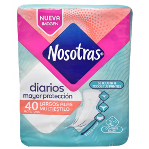 Nosotras Diarios Largos con alas Multiestilo Paquete X 40 Unidades 