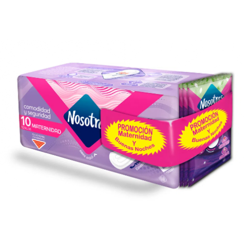 Toallas Nosotras maternidad Oferta tela X 10 Unidades Gratis 3 Toallas B/noches