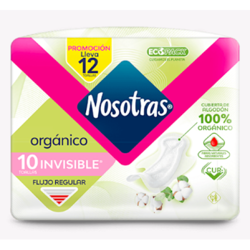 Nosotras Orgánico Toallas Invisibles Paquete X 10 Unidades 
