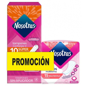 Nosotras Tampones Súper sin aplicador Caja X 10 Unidades Gratis protectores Multiestilo