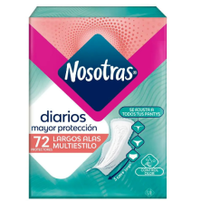 nosotras diarios largos alas multiestilo x 72 protectores