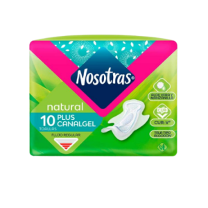 nosotras natural plus canalgel toallas x 10 unidades