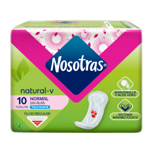 nosotras natural toallas higienicas normal sin alas x 10 unidades