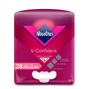 nosotras toallas higienicas v-confident regular x 28 unidades