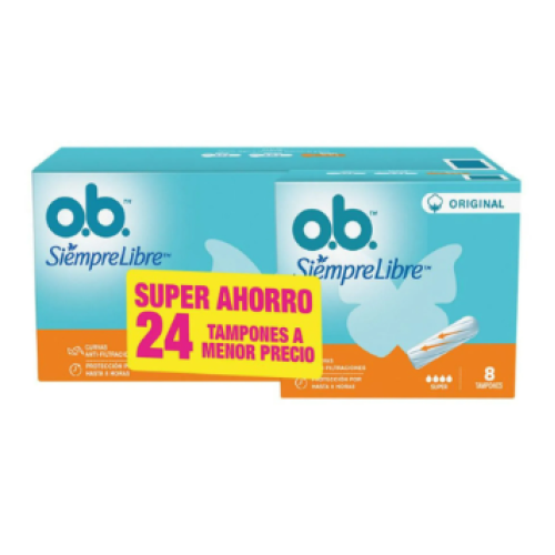 Ob Tampon Super Caja X 16 Unidades + 8 Unidades