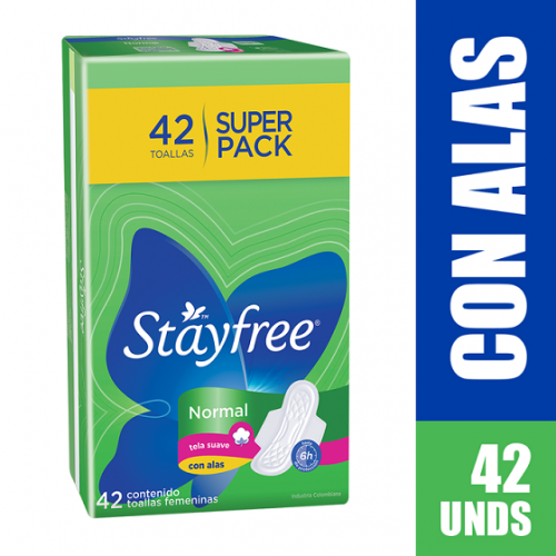 Stayfree Normal Tela suave con alas Super pack X 42 Toallas