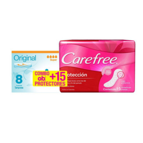 OB Tampón super Caja X 8 Unidades + CAREF-Protectores 15 Unidades