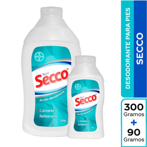 Talco desodorante Secco Oferta Frasco 300 + 90 gramos 