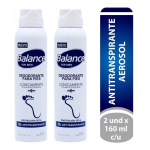 Balance Men Desodorante para pies spray Oferta 2 Frascos X 160 Ml 