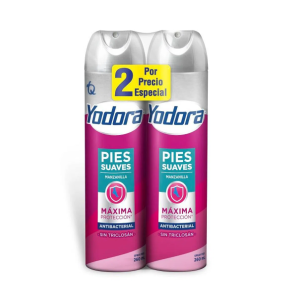Yodora Máxima protección aerosol Pies suaves Manzanilla Oferta 2 Latas X 260 Ml  
