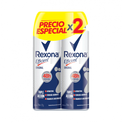 Rexona Efficent Original Desodorante para Pies en Aerosol Oferta 2 Latas X 210 ML c/u