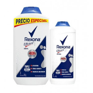 Rexona Efficient Original Talco Desodorante en Polvo para Pies Oferta 2 Unidades Frasco X 300 + 85 Gramos