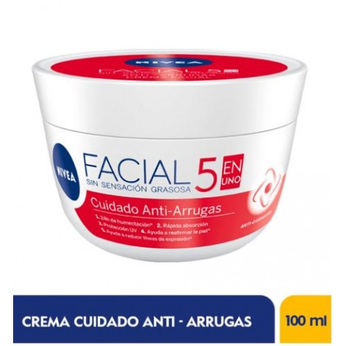 Nivea Facial 5 en 1 Cuidado Anti-arrugas Pote X 100 Ml 