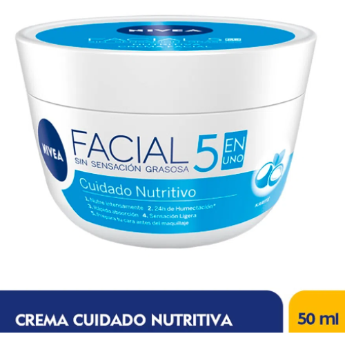 Nivea Facial 5 en 1 cuidado Nutritivo Pote X 50 Ml 