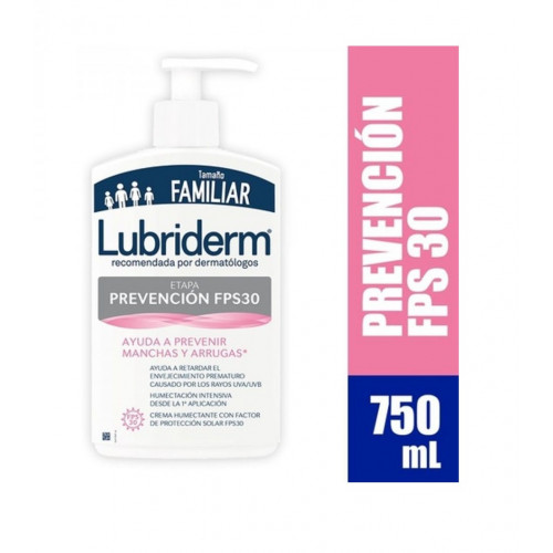 Lubriderm Crema Corporal Familiar Prevención FPS30 Frasco con válvula X 750 ML