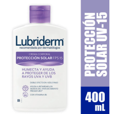 Lubriderm Crema corporal Protección solar FPS 15 Frasco X 400 Ml 