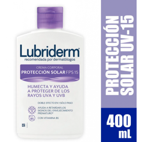 Lubriderm Crema corporal Protección solar FPS 15 Frasco X 400 Ml 