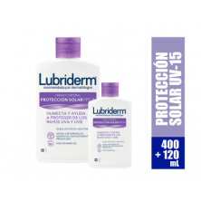 Lubriderm Crema corporal Protección solar FPS 15 Oferta 2Frasco X 400 Ml + 120 Ml  